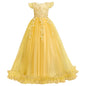 Girls' Princess Formal Dress: Flower Lace Sleeveless Long Dress, Ideal for Weddings and Costumes (Ages 4-15)