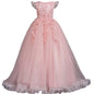 Girls' Princess Formal Dress: Flower Lace Sleeveless Long Dress, Ideal for Weddings and Costumes (Ages 4-15)