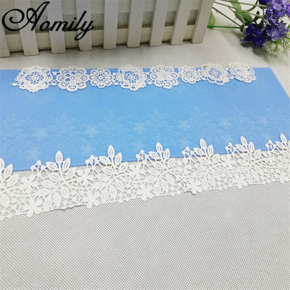 Aomily 40x12.7cm Lace Flower Wedding Cake Silicone Beautiful Flower Lace Fondant Mold Mousse Sugar Craft Icing Mat Pastry Tool