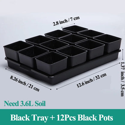 Meshpot Square Succulents Planter Pots With Tray Set,Nursery Pot Cactus Plant Pot Garden Plastic Pot Multi Size