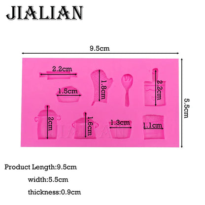 Free shipping Rolling pin pot gloves Toys chocolate wedding cake decorating tools DIY baking fondant silicone mold T0406