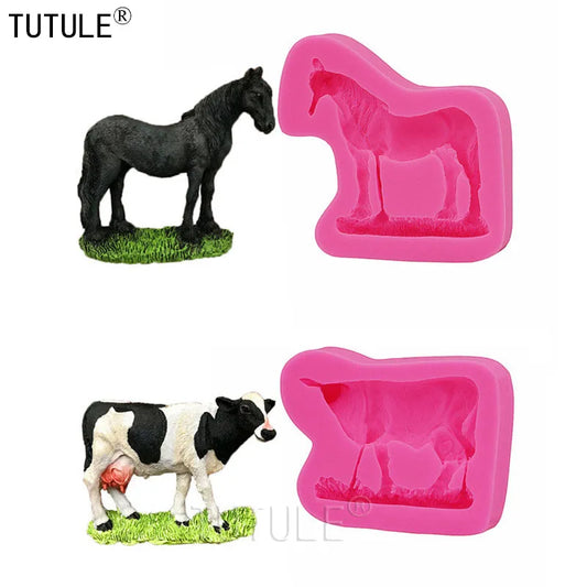 Cow & Horse Silicone Mold – Farm Animal Resin, Clay & Fondant Mould, Food‑Safe Flexible Mustang Pony Shape