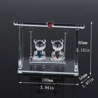 Crystal Couple Bear Figurine Glass Animal Bear Car Ornament Decor Home Table Decor Valentine's Day Gifts For Lovers