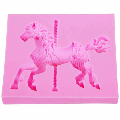 Sophronia 3D Carousel Horse Silicone Mold Fondant Cake Decorating Tools Chocolate Moulds Kitchen Baking Cupcake CandyForms  m895