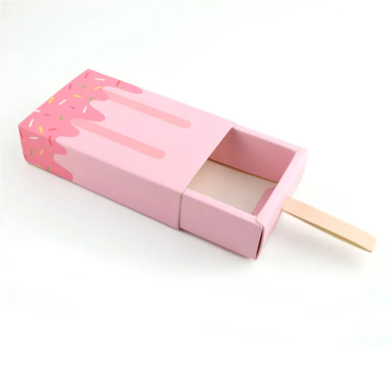 5pcs/10pcs Ice cream Shape Candy Boxes Cartoon Pull-out Tray Kraft Paper Popcorn Box Baby Shower Party Favors Box Birthday Decor