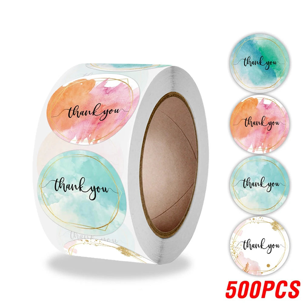 100-500 Pcs Thank You Stickers Cute Pink Gold Labels For Small Business Or Wedding Gift Decor Sticker Stationery Supplies