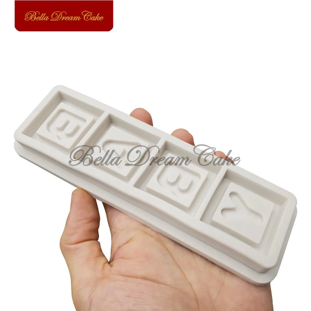 Baby Blocks Letter Silicone Mold Fondant Mould DIY Candy Chocolate Clay Model Cake Decorating Tools Kitchen Baking Accessories