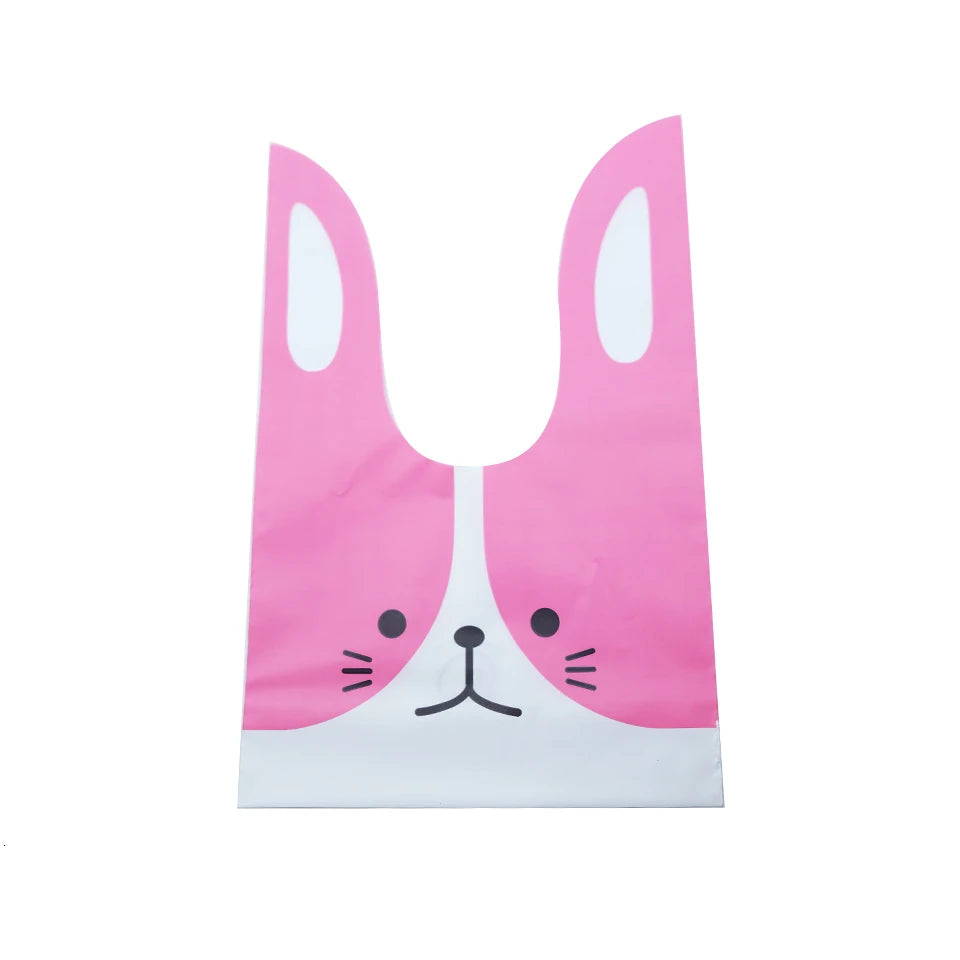 20PCS Kids Birthday Party Decoration Easter Carrot Candy Bag Easter Rabbit Gift Bag Candy Cones Transprant Plastic Bag