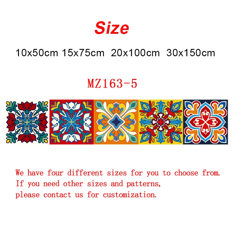 Colorful Pattern Ceramic Tiles Wall Sticker Tables Bathroom Kitchen Home Decor Wall Decals Waterproof Peel & Stick PVC Art Mural
