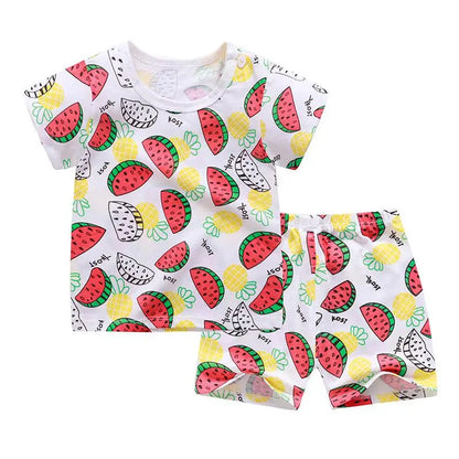 Baby Boys Girls Cartoon T Shirt + Shorts Set Cute Cartoon Pajama Set