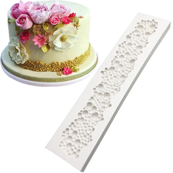 Pearl Rope Wave Flower Gemstone Shape Cake Side Lace Silicone Sugarcraft Mold Fondant Cake Decorating Tools
