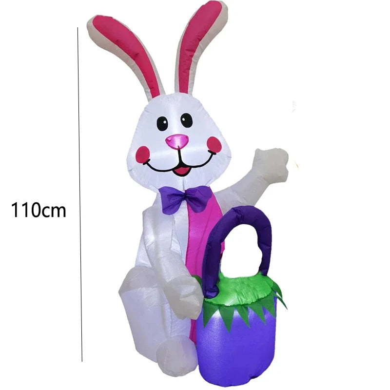 Easter Inflatable Outdoor Toys Easter Bunny Family Eggs Carrot with Build-in LEDs Blow Up Decorations for Party Yard Garden Lawn