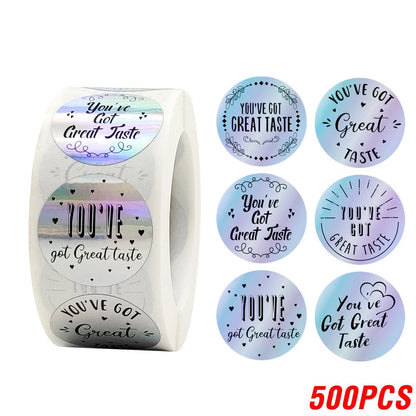 500pcs Rainbow Laser Thank You Stickers 1inch Small Business Stickers Adhesive Labels for Boutiques Wrapping Supplies