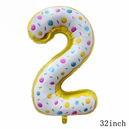 32Inch Donut globos Foil Balloon Fruit Ice Cream Helium Balloon Birthday Party Decoration Kids Toy Sweet Digital baby shower