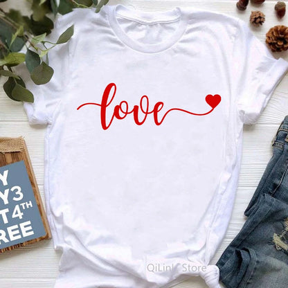 Rainbow Heart Print Lgbt T Shirt Summer Top Female T-Shirt Cute Girl Tumblr Clothes Tee Shirt Femme Streetwerar 90s 00s Tshirt