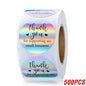 500pcs Rainbow Laser Thank You Stickers 1inch Small Business Stickers Adhesive Labels for Boutiques Wrapping Supplies