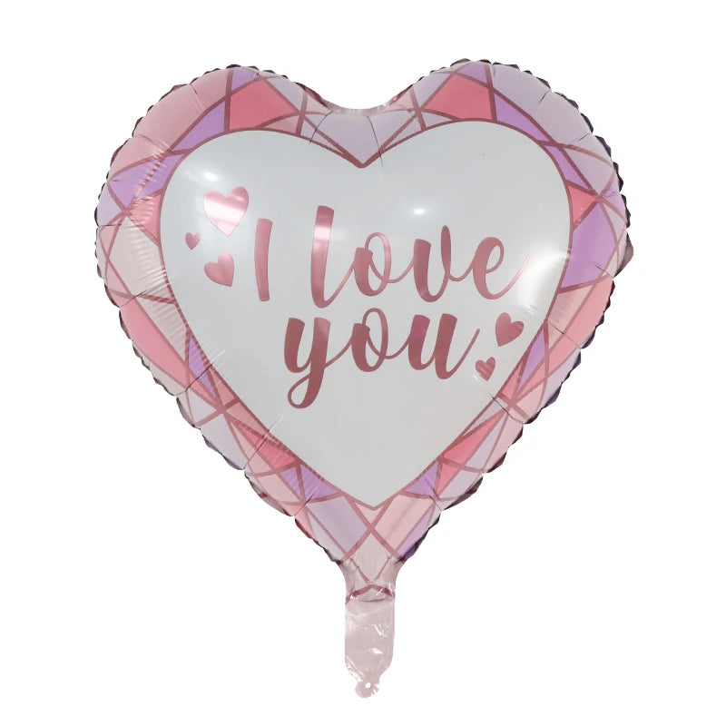 50‑Pack 18" Valentine’s Day Heart Foil Balloons – “I Love You” Helium Wedding & Romantic Party Decorations