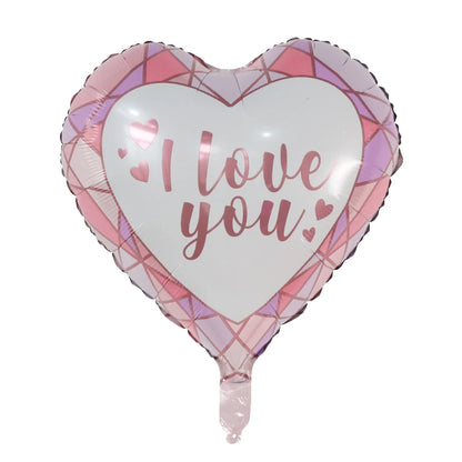 50‑Pack 18" Valentine’s Day Heart Foil Balloons – “I Love You” Helium Wedding & Romantic Party Decorations