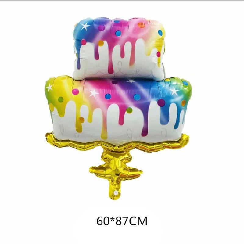 Rainbow Moon & Cloud Cake Gift Box Balloon – 1pc Aluminum Cartoon Birthday Party Decoration