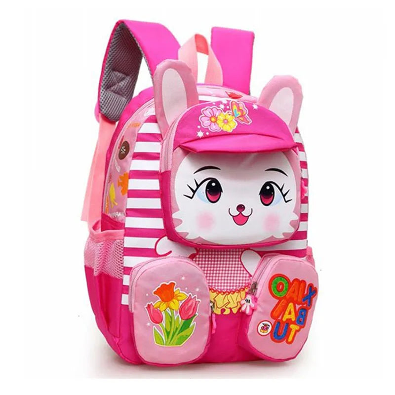 3D Rabbit & Tiger Kids Backpack – Cute Animal School Bag for Kindergarten & Preschool