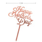Happy Mothers Day Cake Topper Gold Red Tulip Acrylic MOM Birthday Party Cake Toppers Dessert Decoration Mother's Day Gifts