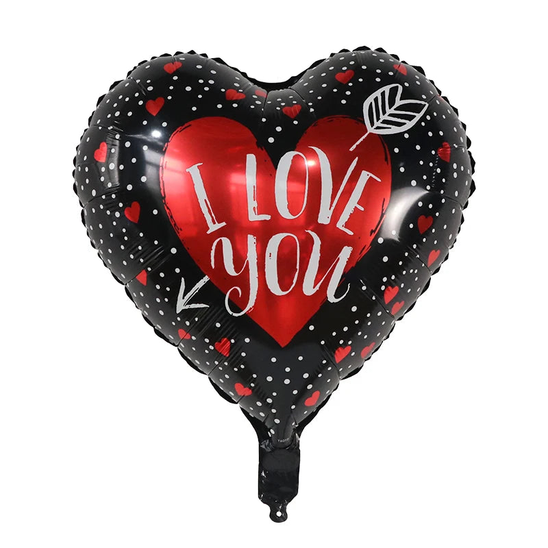 50‑Pack 18" Valentine’s Day Heart Foil Balloons – “I Love You” Helium Wedding & Romantic Party Decorations