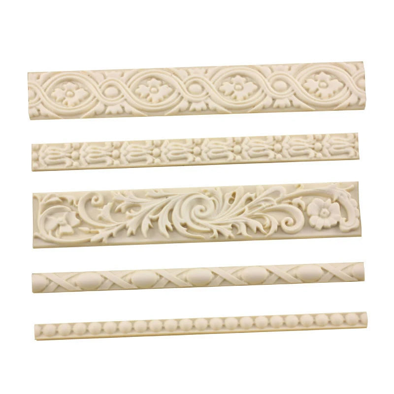 Baroque Scroll Relief Cake Border Silicone Mold Frame Fondant Cake Decorating Tools Candy Chocolate Gumpaste Moulds