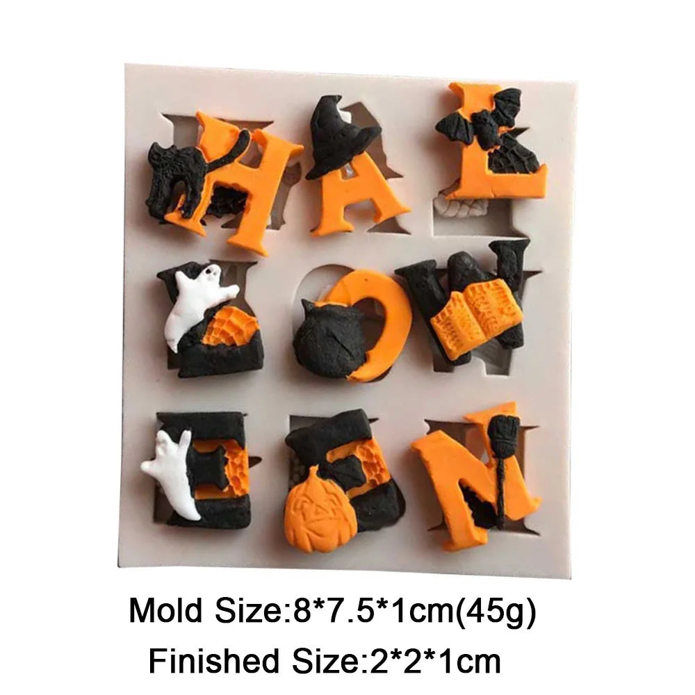 DIY Halloween Decoration Series Fondant Silicone Mold Skull Pumpkin Alphabet Styles Chocolate Sugar Dessert Kitchen Baking Tools