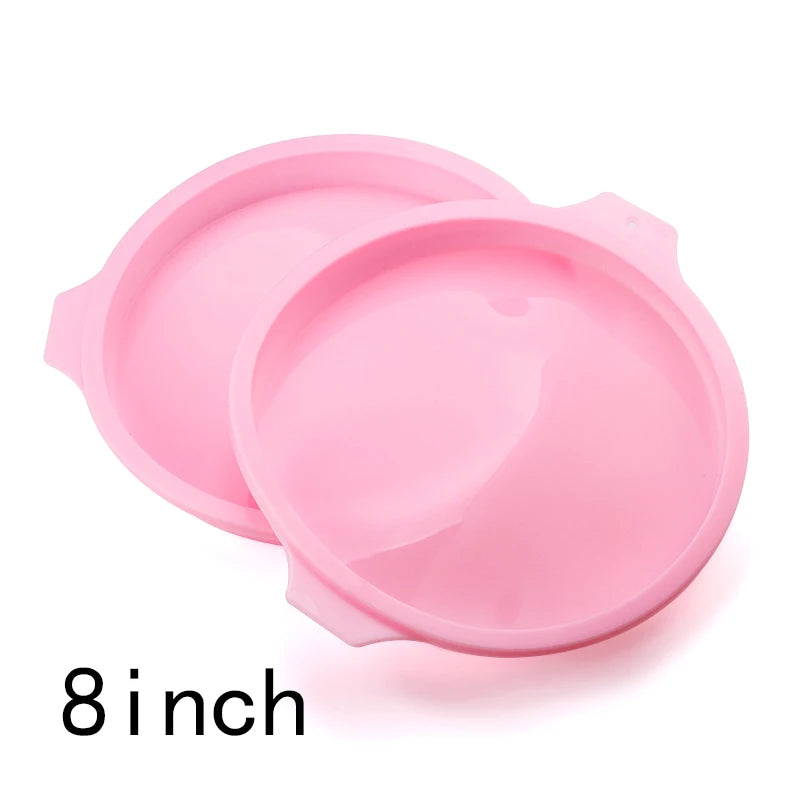 FAIS DU 2-8pcs Silicone Cake Pan 4/6/8inch Round Cake Layer Set Silicone Bakeware Mold for Baking Tools Rainbow Cake and Mousse