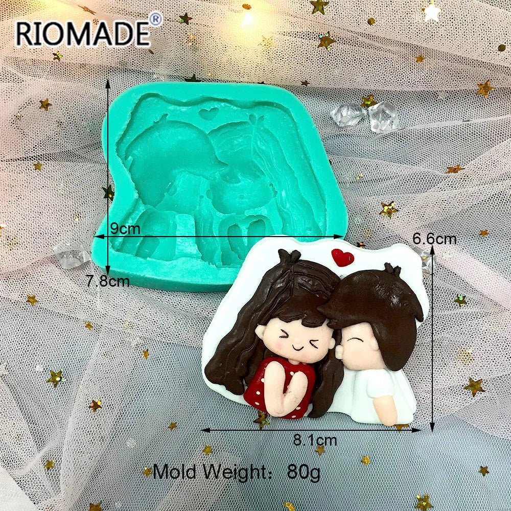 Cartoon Lovers Silicone Mold Valentine's Day Biscuit Cupcake Chocolate Baking Handmade Mould Fondant Cake Decorating Tools