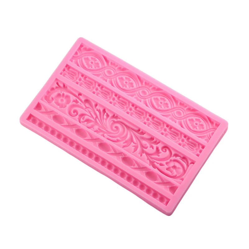 Baroque Scroll Relief Cake Border Silicone Mold Frame Fondant Cake Decorating Tools Candy Chocolate Gumpaste Moulds