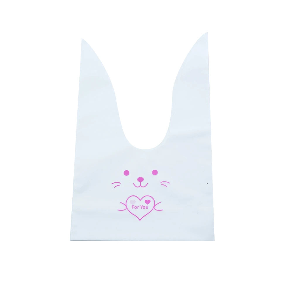 20PCS Kids Birthday Party Decoration Easter Carrot Candy Bag Easter Rabbit Gift Bag Candy Cones Transprant Plastic Bag