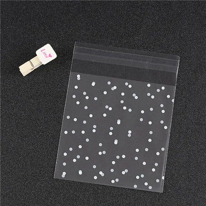 100pcs/lot Translucent Dots Plastic Cookie Packaging Bags Cupcake Wrapper Self Adhesive Bags Birthday Party Wedding Decorations