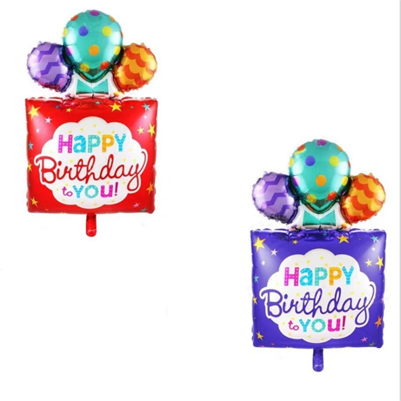 Rainbow Moon & Cloud Cake Gift Box Balloon – 1pc Aluminum Cartoon Birthday Party Decoration