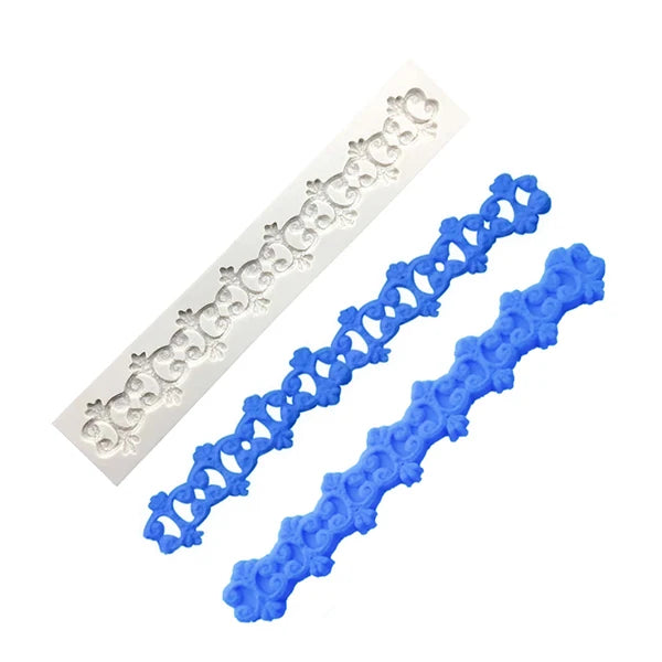 Pearl Rope Wave Flower Gemstone Shape Cake Side Lace Silicone Sugarcraft Mold Fondant Cake Decorating Tools