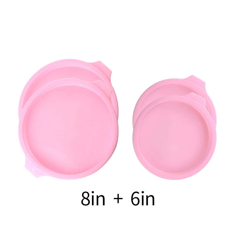 FAIS DU 2-8pcs Silicone Cake Pan 4/6/8inch Round Cake Layer Set Silicone Bakeware Mold for Baking Tools Rainbow Cake and Mousse