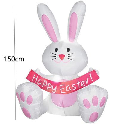 Easter Inflatable Outdoor Toys Easter Bunny Family Eggs Carrot with Build-in LEDs Blow Up Decorations for Party Yard Garden Lawn