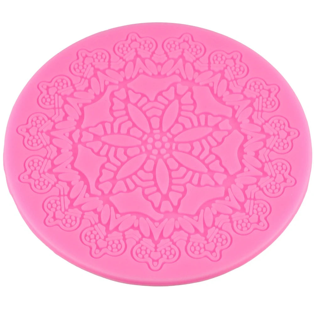 Round Crown Silicone Cake Mat – Fondant Lace Mold for Sugarcraft & Cake Decorating