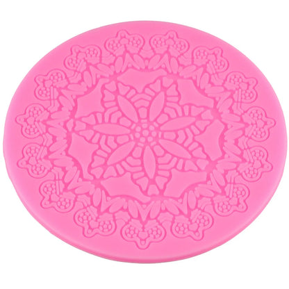 Round Crown Silicone Cake Mat – Fondant Lace Mold for Sugarcraft & Cake Decorating