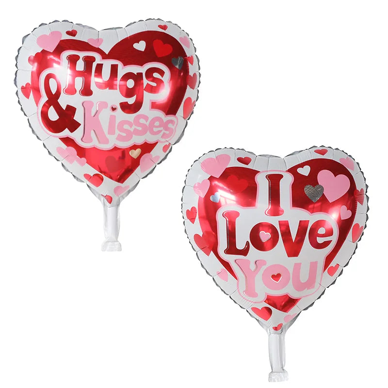 50‑Pack 18" Valentine’s Day Heart Foil Balloons – “I Love You” Helium Wedding & Romantic Party Decorations
