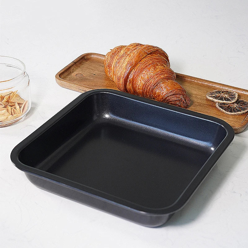 7.5" Square Non‑Stick Carbon Steel Baking Tray – Cake, Bread & Pizza Pan