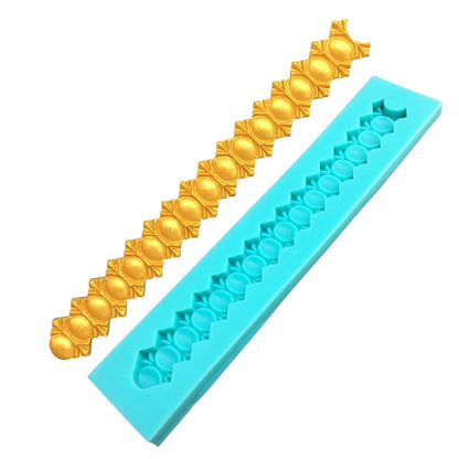 Pearl Rope Wave Flower Gemstone Shape Cake Side Lace Silicone Sugarcraft Mold Fondant Cake Decorating Tools