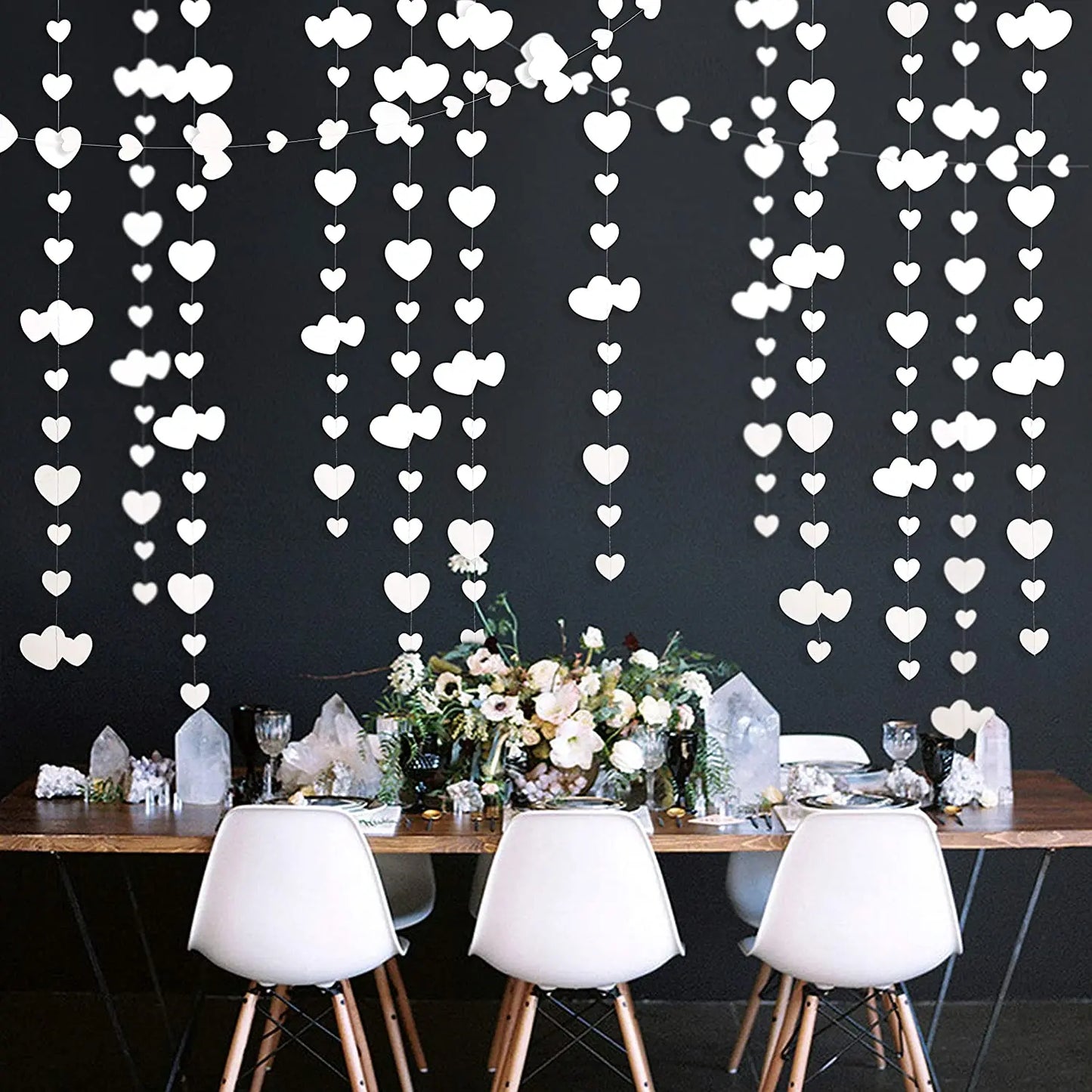 Bridal Shower Red Heart Garlands Double Sided Paper Hanging Streamers For Mother's Day Wedding Bachelorette Party Decorations