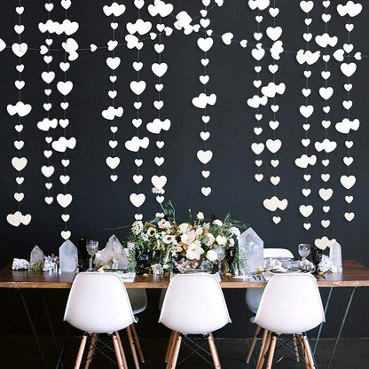 Bridal Shower Red Heart Garlands Double Sided Paper Hanging Streamers For Mother's Day Wedding Bachelorette Party Decorations