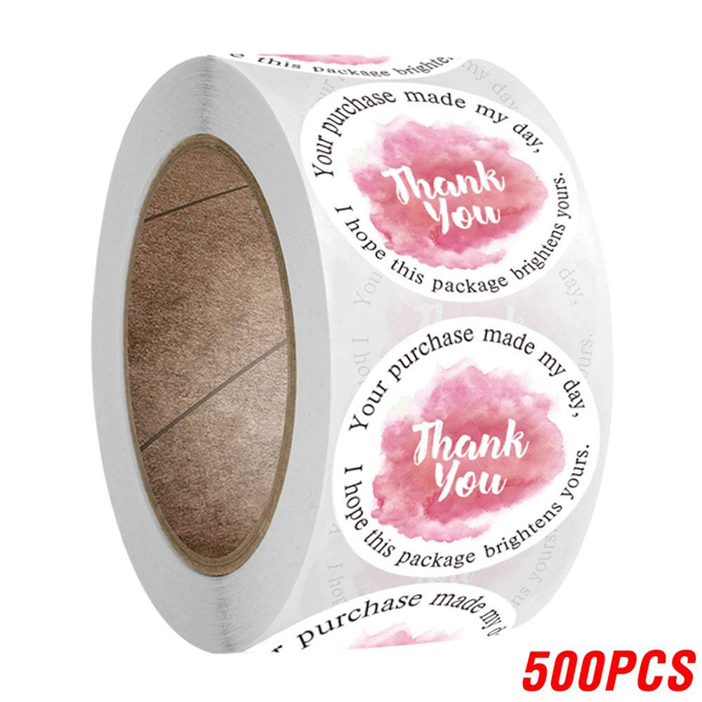 100-500 Pcs Thank You Stickers Cute Pink Gold Labels For Small Business Or Wedding Gift Decor Sticker Stationery Supplies