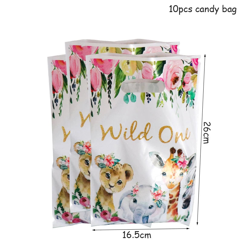 Pink Gold Animal Wild One Birthday Party Disposable Party Supplies
