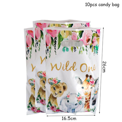 Pink Gold Animal Wild One Birthday Party Disposable Party Supplies