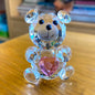 Love Heart Crystal Bear Figurines Glass Fashion Ornament Craft Lovely Animal Paperweight Wedding Home Decor Christmas Gifts