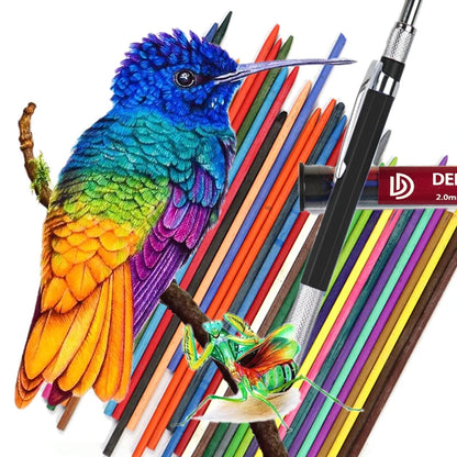 Mechanical Sketch Pencil 2.0mm – Includes 36‑Color Drawing Leads & Replacement Lead Set