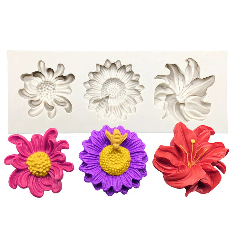 Daisy Wild Chrysanthemum Rose Flower Silicone Mold Sugarcraft Chocolate Cupcake Baking Mold Fondant Cake Decorating Tools